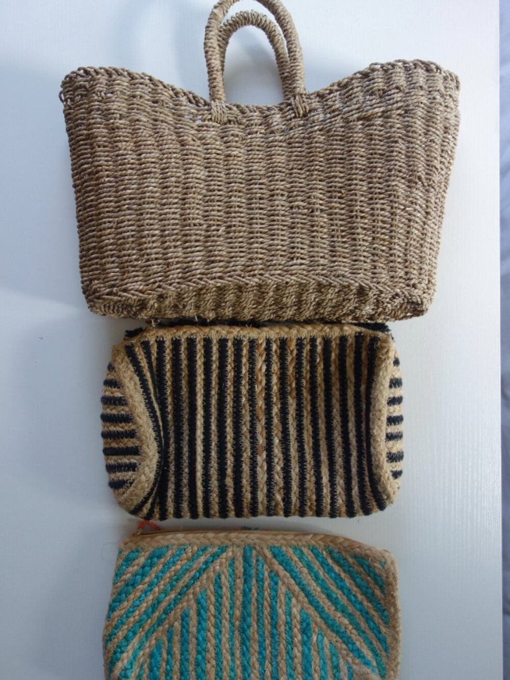 Woven Wicker Handbag 3-Bag Lot — Brand New